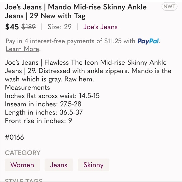 Joes Jeans - Mando- Mid-Rise Skinny Ankle Jean - Picture 4 of 12